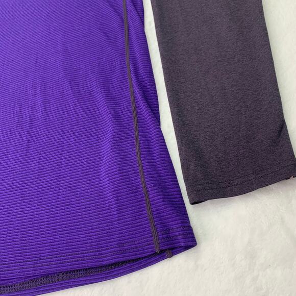 Nike Men Medium Dri-Fit  Purple Black Ribbed long Sleeve Performance Tee Shirt - Picture 8 of 8